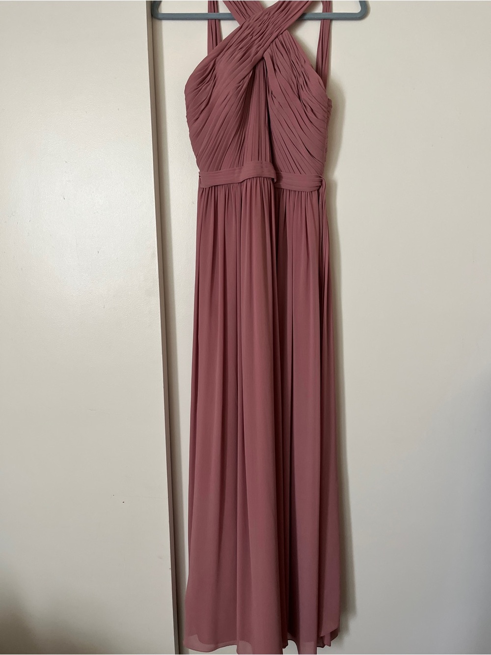 Crisscross Halter Maxi Dress in Dusty Rose
